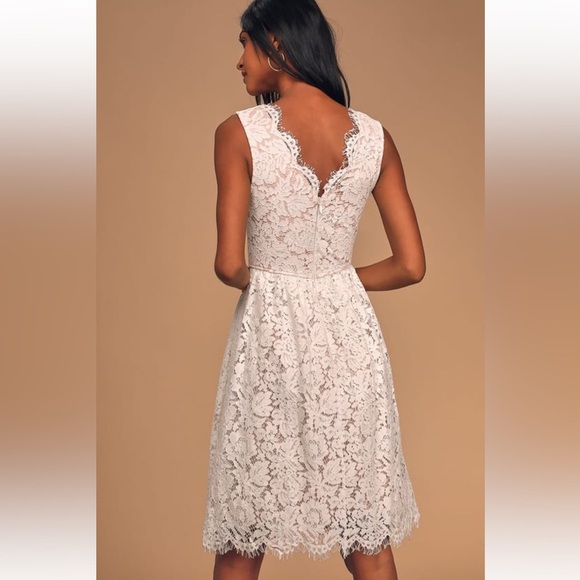 Lulu's Love Swept White Lace Dress - Picture 4 of 5